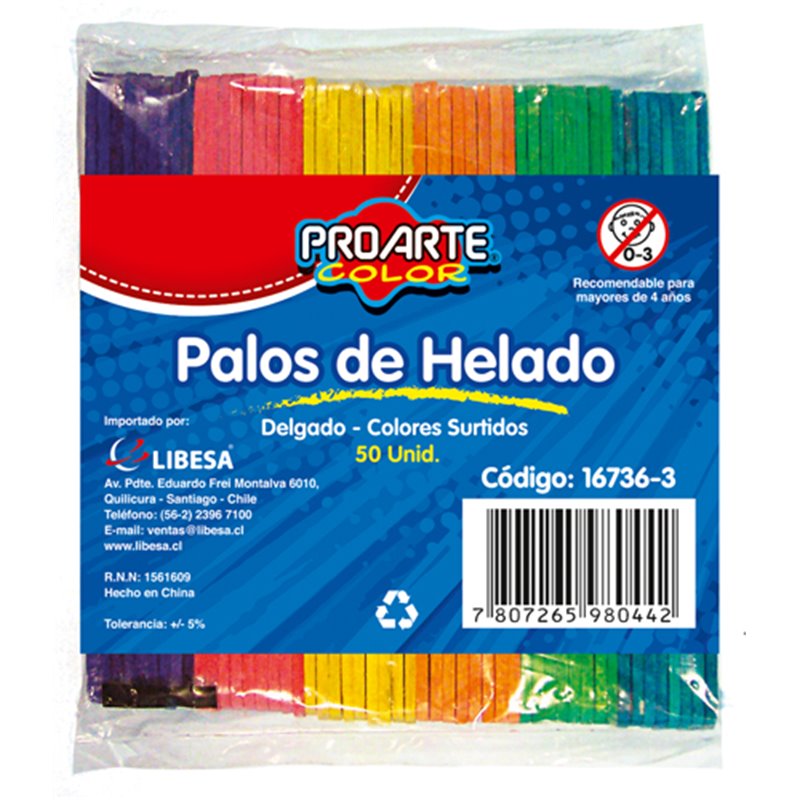 Pro Arte Palo de Helado Diferentes Colores