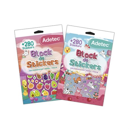 Adetec Block de Stickers Figuras Infantiles Holográficos