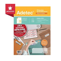 Adetec Etiqueta Ink-Jet Removible 10 Hojas 101 x 34 6708