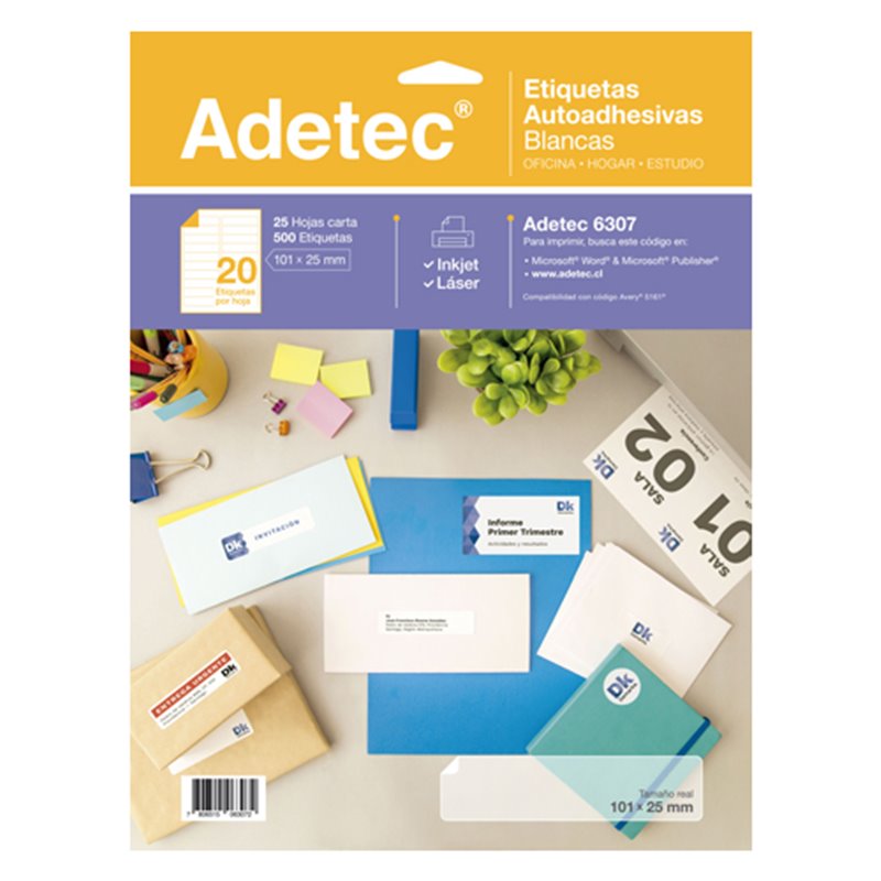 Adetec Etiqueta 101 x 25 Ink-Jet 06307