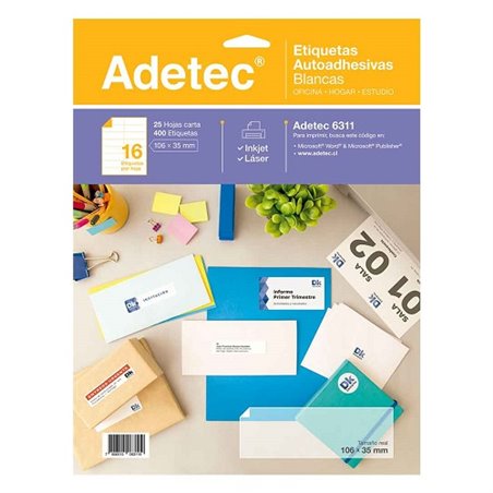 Adetec Etiqueta Inkjet 35 x 106 mm.