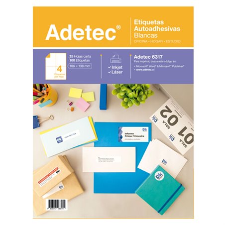 Adetec Etiqueta 106 x 138 Ink-Jet 06317