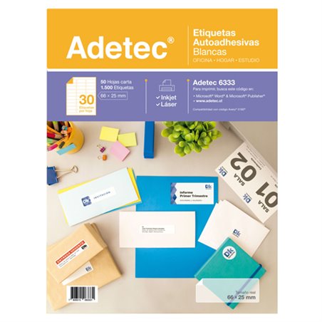 Adetec Etiqueta 66 x 25 5 Ink-Jet 06333