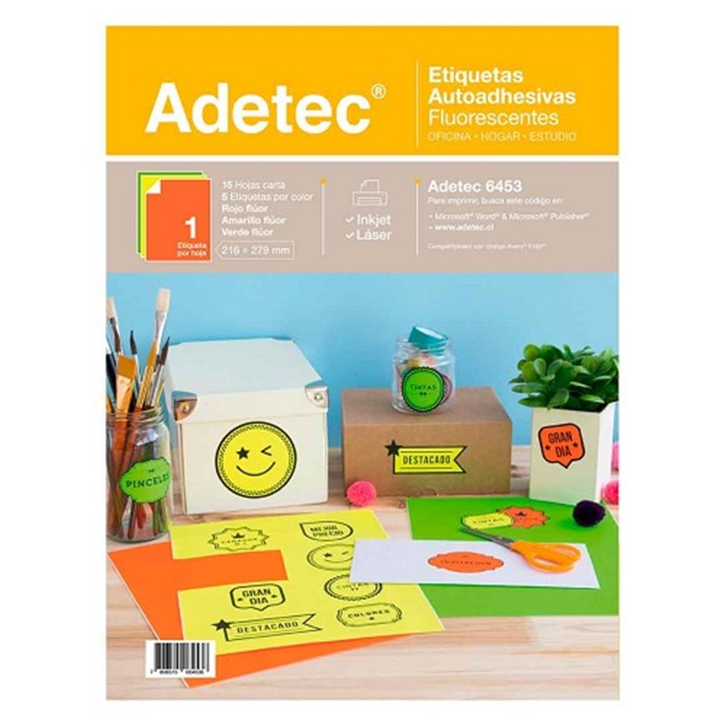 Adetec Etiqueta Ink-Jet Fluor 216 x 279