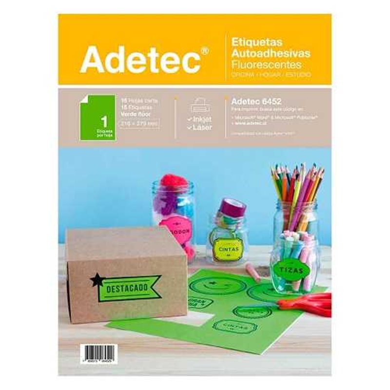 Adetec Etiqueta Ink-Jet Verde 216 x 217