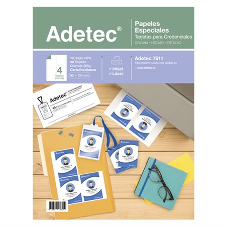 Adetec Tarjeta Para Credenciales 95 x 135