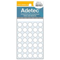 Adetec Etiqueta Circular 15mm Blanca