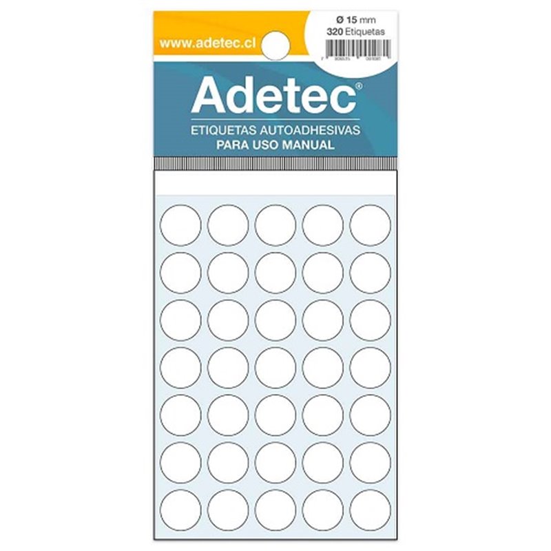 Adetec Etiqueta Circular 15mm Blanca