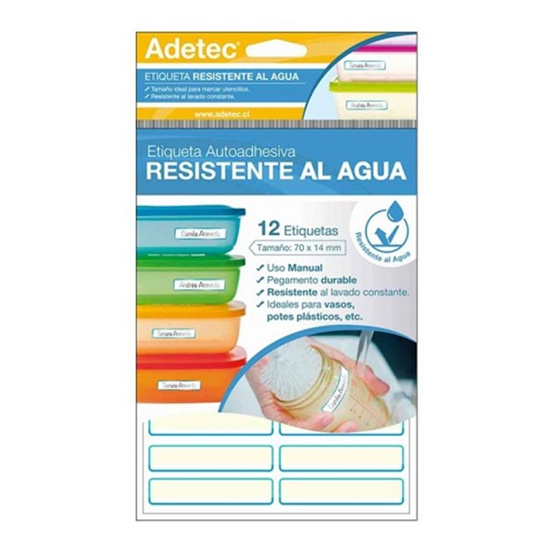 Adetec Etiqueta Resistente al Agua 70 x 14