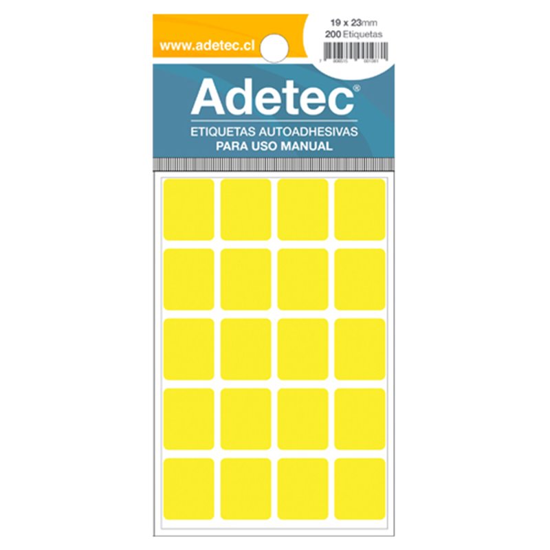 Adetec Etiqueta Fluores 19 x 23 Amarillo