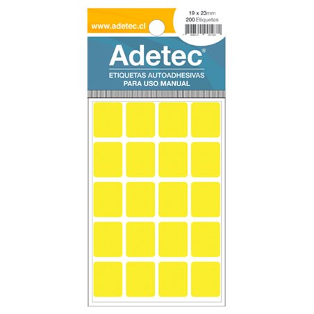 Adetec Etiqueta Fluores 19 x 23 Amarillo