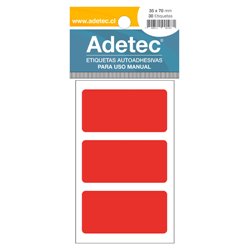 Adetec Etiqueta Fluores 35 x 70 Rojo