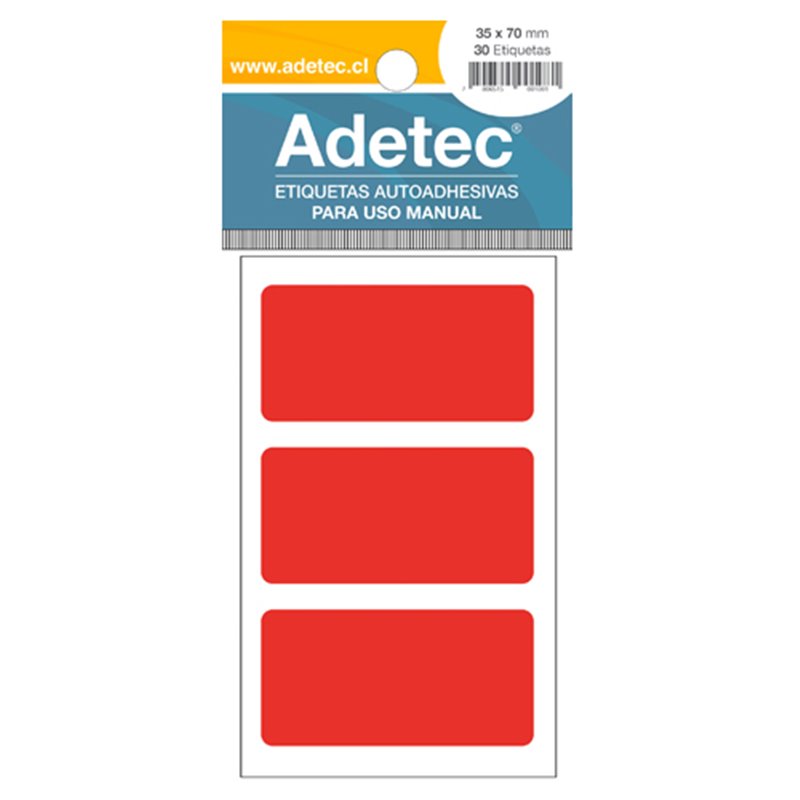 Adetec Etiqueta Fluores 35 x 70 Rojo