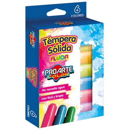 Tempera Solida Neon 6 Colores Proarte