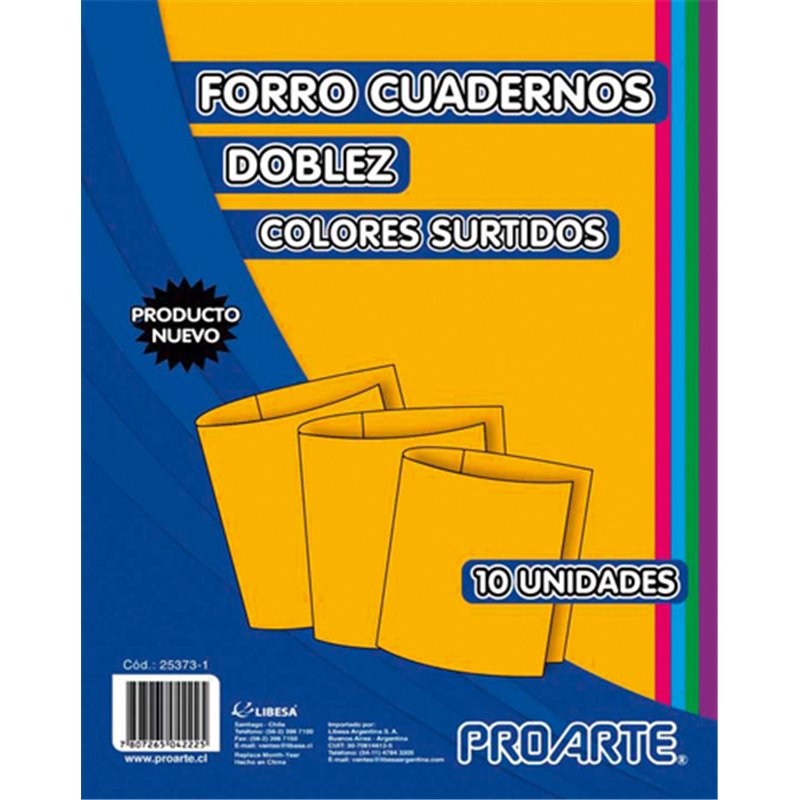 Proarte Forros Cuadernos Doblez Colores Surtidos