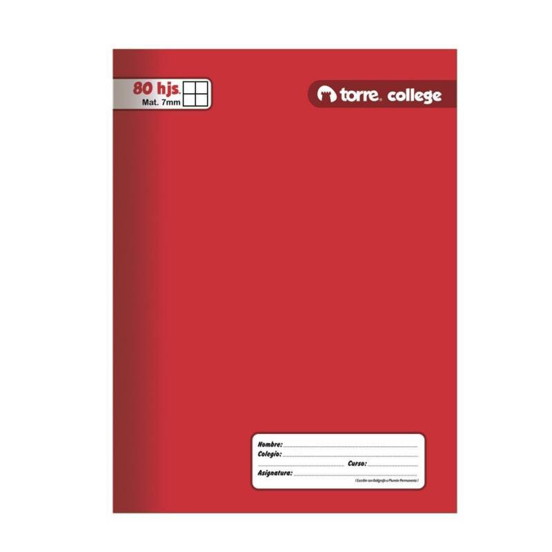 Cuaderno College 80 7Mm Liso Torre