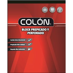 Colon Block Prepicado Carta 7 mm Hojas Perforada Blanco