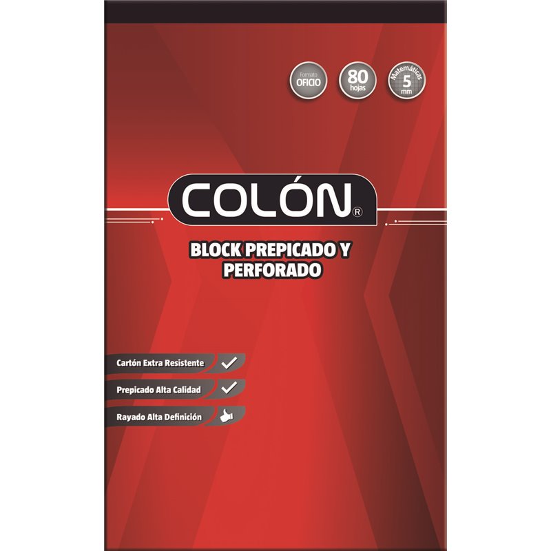 Colon Block Mat 5 Mm 80 Hojas Oficio